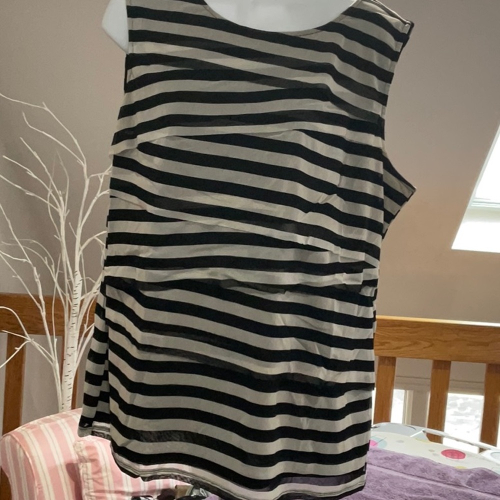 Black and White Striped Sleeveless Top